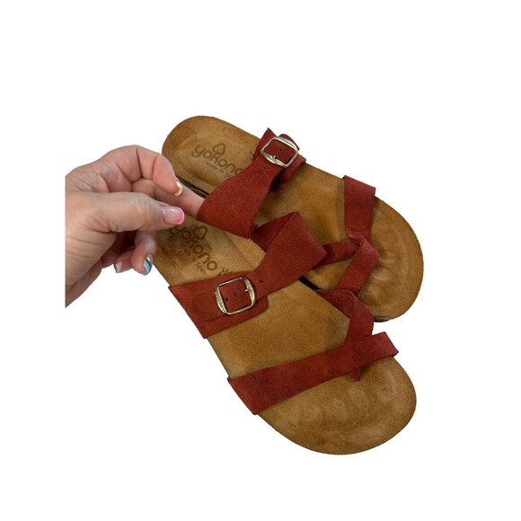 Yokono Womens Strappy Suede Sandals Cayenne Orange Size 7.5 Made In Spain - Picture 13 of 14
